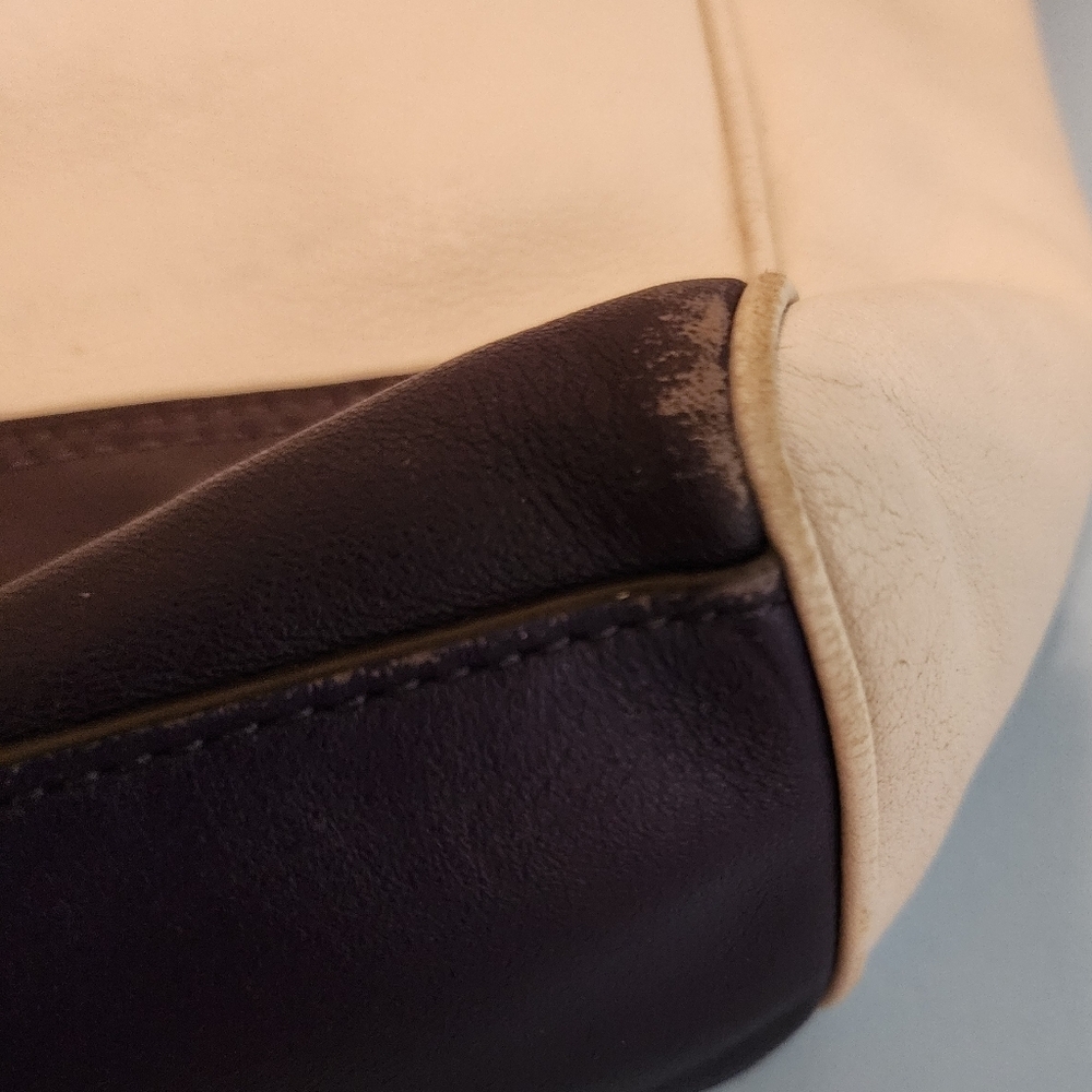 Used Coach tan, purple and yellow handbag - Picture 12 of 16